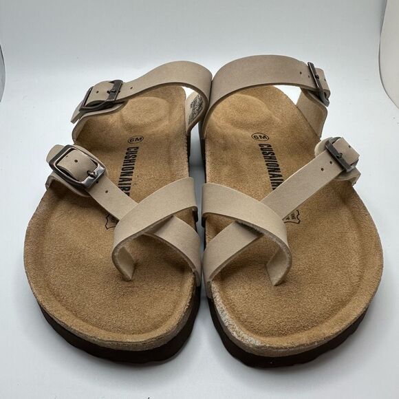 CUSHIONAIRE Women's Cork Footbed Sandal With +Comfort 6 TAUPE - Picture 2 of 7